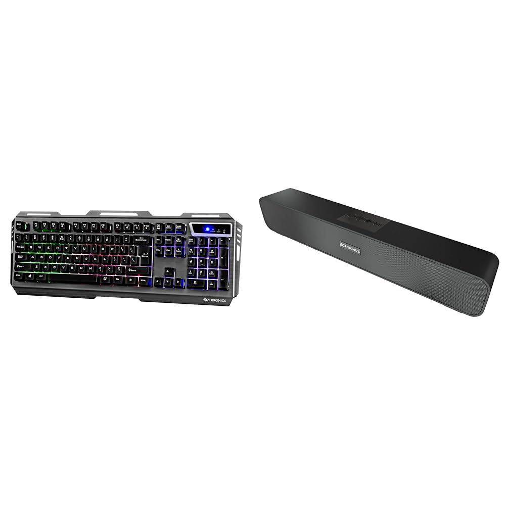 ZEBRONICS Transformer-k USB Gaming Keyboard with Multicolor LED Effect,Durable Al Body,Gold Plated U