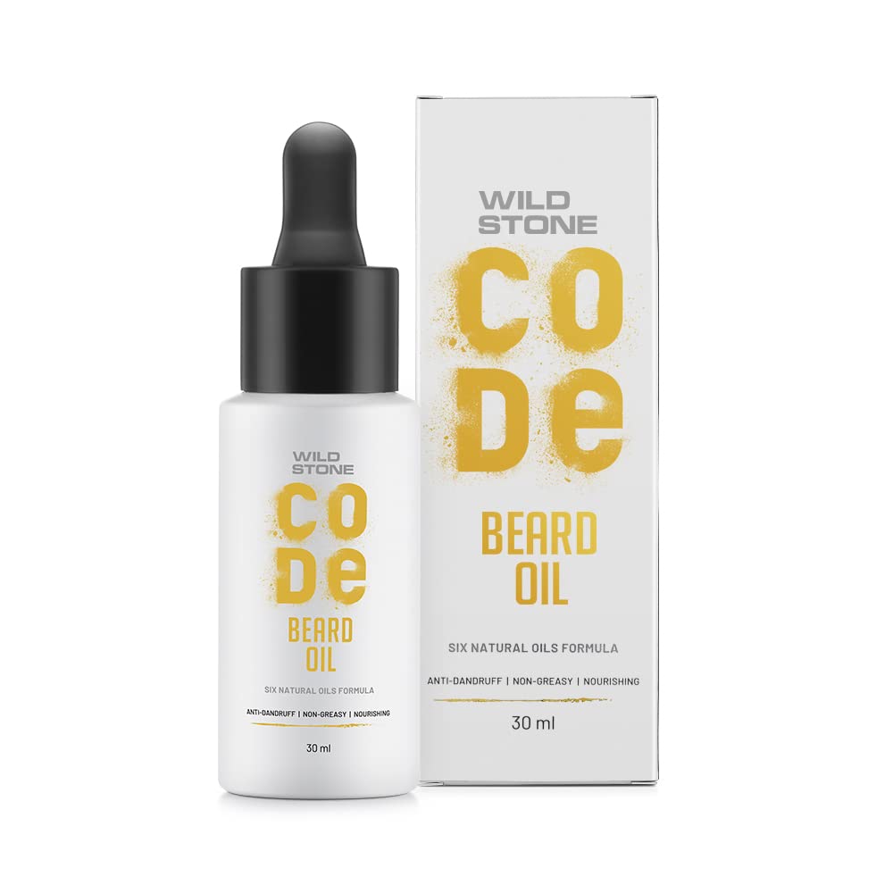Wild Stone CODE Beard Growth Oil for Men, 30 ml| Six Natural Oil Advanced Formula | Non Sticky, Light Beard Oil for Patchy Beard & Moustache