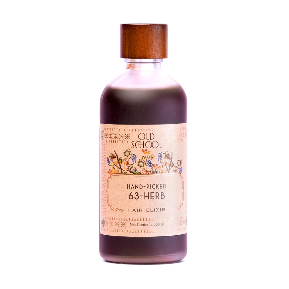 Old School Rituals 63-Herb Hair Oil Elixir | With Coconut, Bhringraj, Hibiscus, Amla & Vetiver | Strengthens Roots, Reduces Hair Fall, Promotes Growth | Natural & Clean Beauty Formula – 100ml