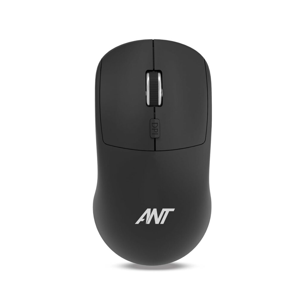 Ant Globe20 Wireless Optical Mouse, 4 Button, Dual Mode 2.4GHz & Bluetooth, 1600 DPI Sensor, Silent Click, Rechargeable Battery, for Windows, Mac, Linux, Laptop/Desktop Use_Black