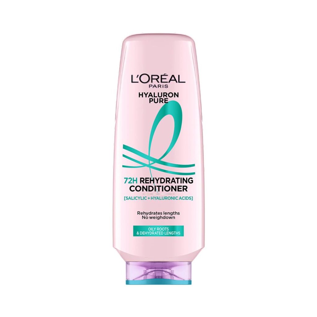 L'OREAL PARIS Unscented Hyaluron Pure 72H Rehydrating Conditioner for All Hair Types For Smooth Tangle-Free Hair, 175 Millilitres