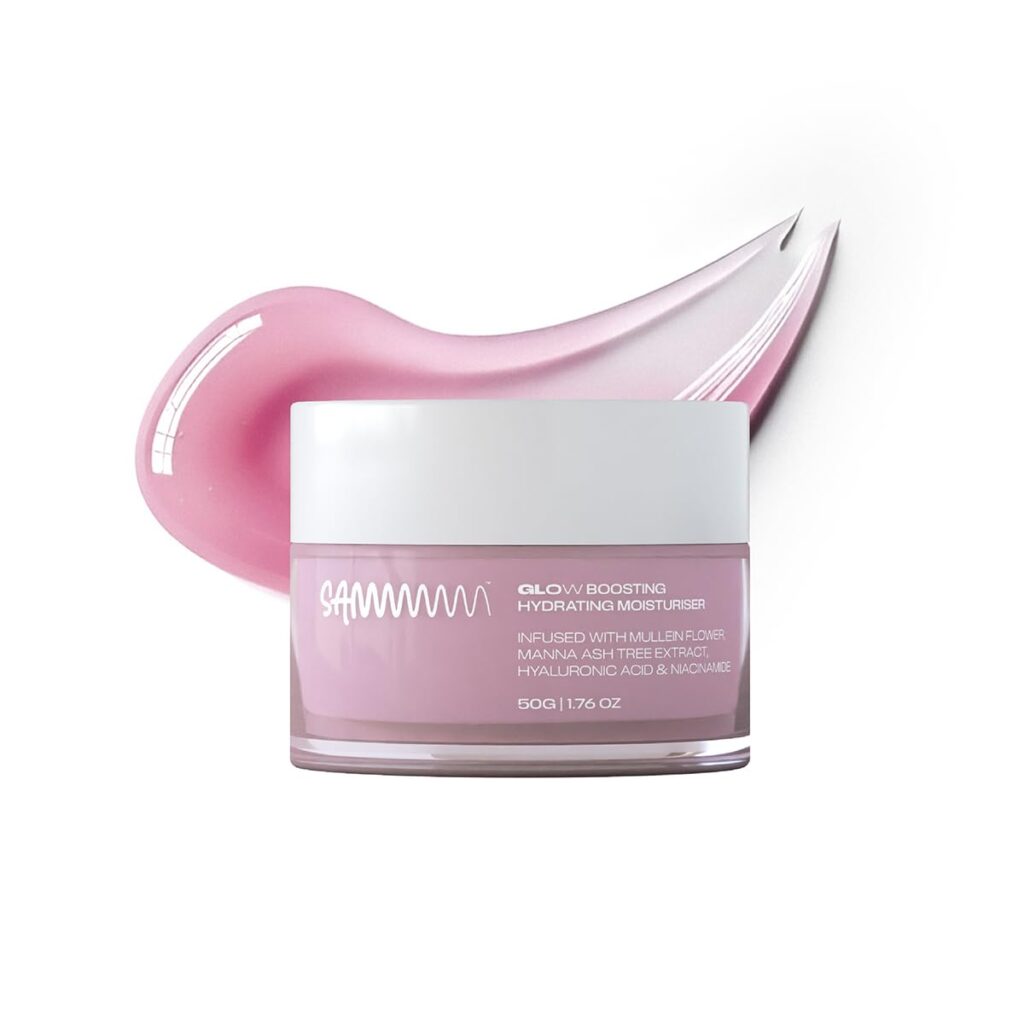 Sammmm GLOW Boosting Hydrating Moisturizer - 1.76 oz - Face Moisturizer with Hyaluronic Acid & Niacinamide for All Skin Types - Lightweight, Oil-Free, Fast Absorbing, Pink Gel Crème