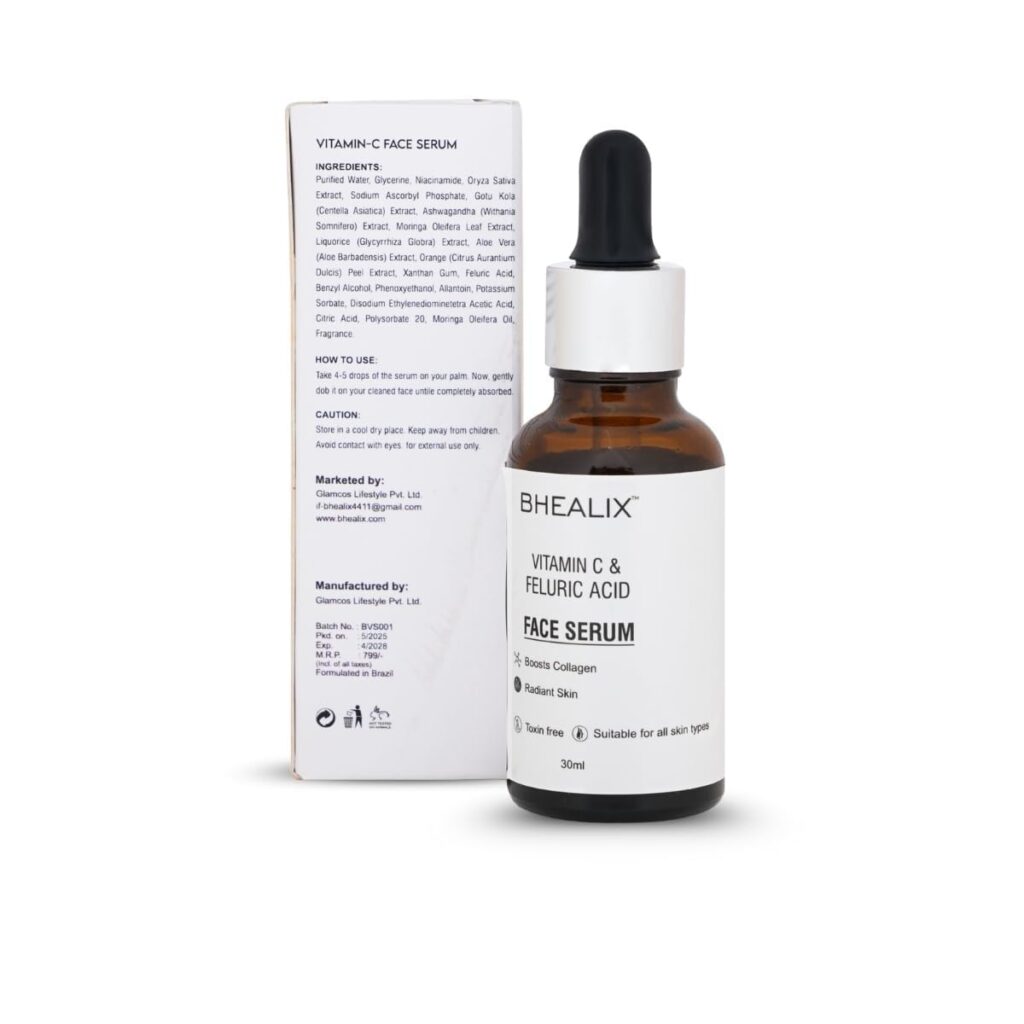 Bhealix Vitamin C Face Serum | Tested by dermatologists | Reduce dark Spots | Fine Lines & Pigmentation | For Men & Women | Non - Irritating | Suitable For All Skin Type - 30 ml