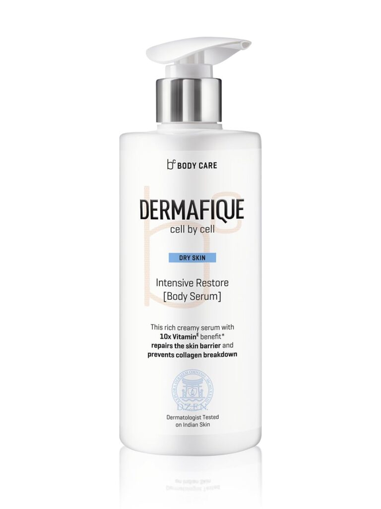 Dermafique Intensive Restore Body Lotion Serum with Vitamin E – 300ml, Body Lotion for Dry Skin, Suitable for Winters, with 10x Vitamin E Benefits & Deep Hydration, Moisturizer for Body | Dermatologist Tested