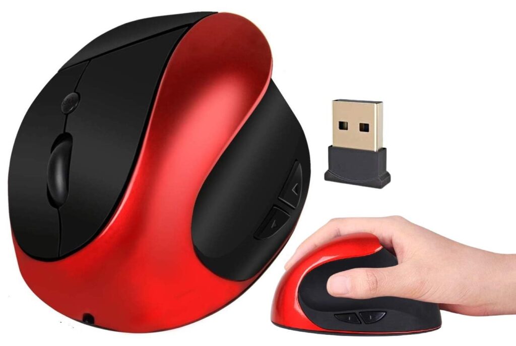 atdaraz Ergonomic Vertical Optical Right Hand Mouse (Red, Ergonomic Vertical)