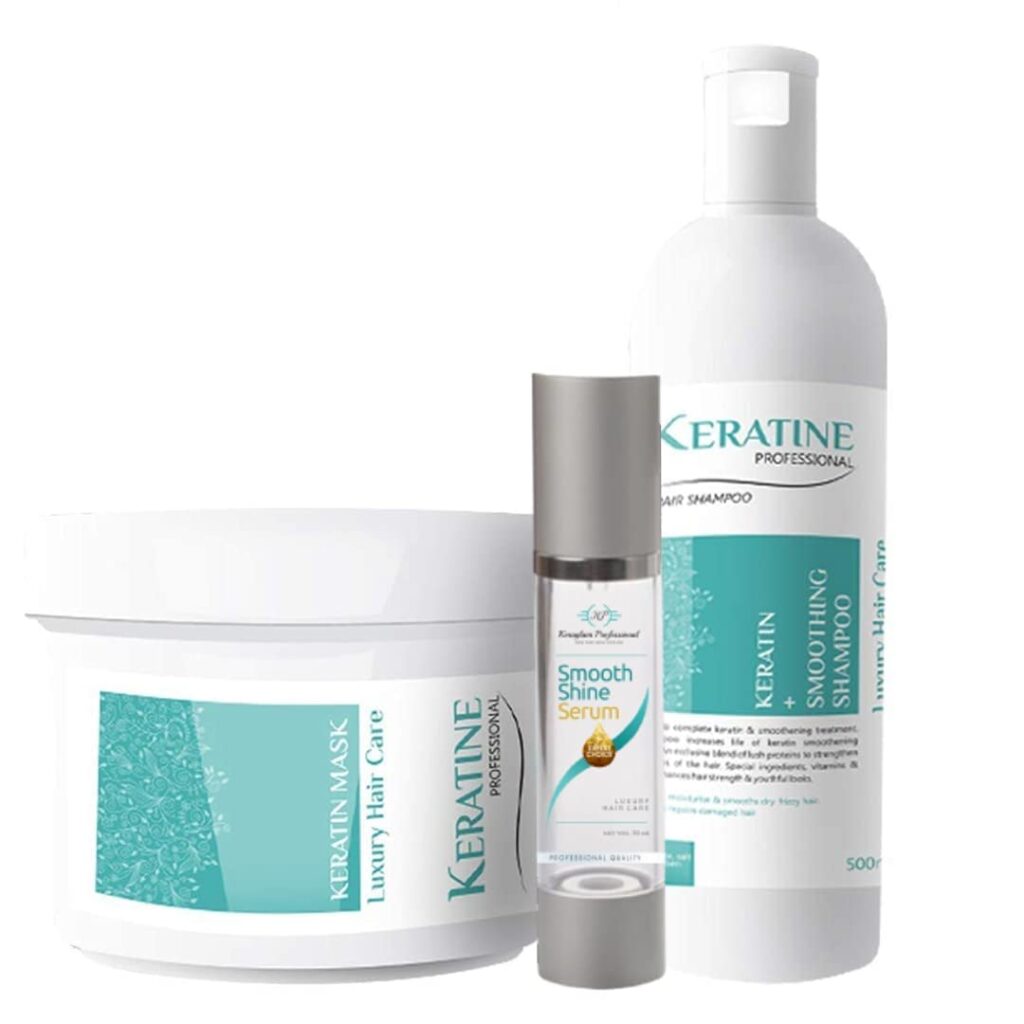 Keratin Professional Smoothing Shampoo, Hair Repair Mask & Keraglam Shine Serum (Pack of 3)