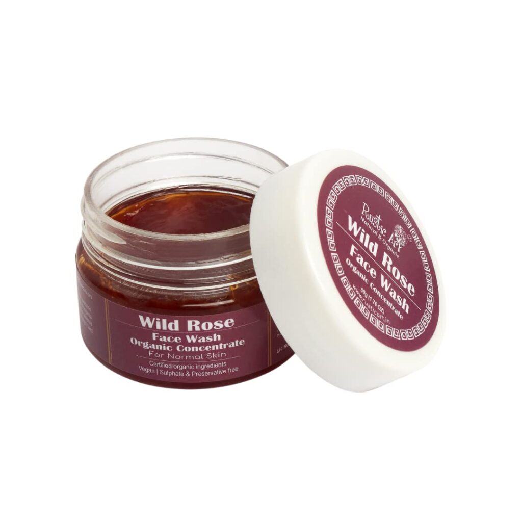 Rustic Art Organic Wild Rose Face Wash Concentrate | Normal to Dry Skin | Enriched with Mango Butter | 50g