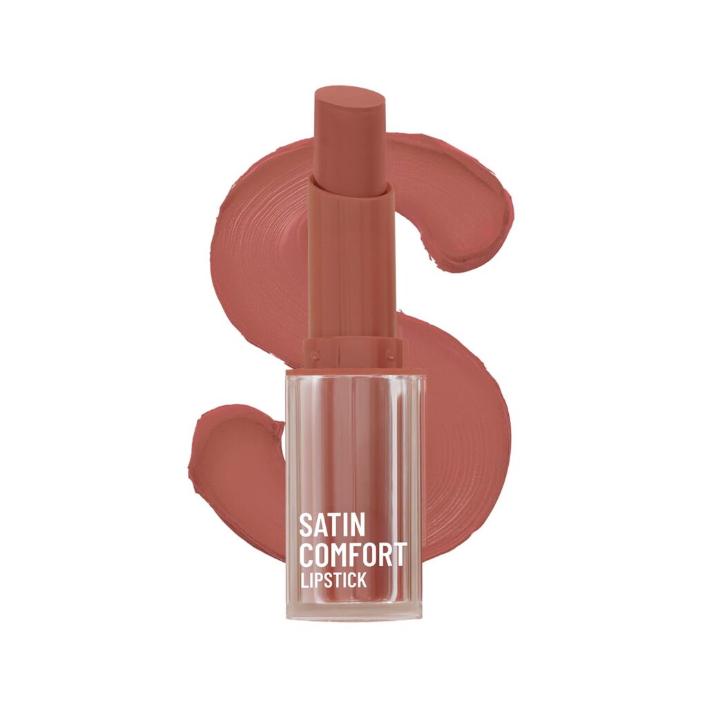 Swiss Beauty Satin Comfort Lipstick | Ultra-Hydrating | Highly Pigmented | Smooth Glide | Satin Matte Finish | One-Swipe Application | Shade- 1 Barely Nude, 3gm