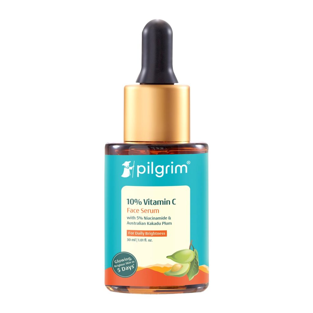 Pilgrim 10% Vitamin C Serum 30ml for Glowing Skin|With 5% Niacinamide, Hyaluronic & Glycolic Acid|Fades Dark Spots, Pigmentation|For All, Oily, Combination, Normal Skin |Beginner Friendly - Men, Women