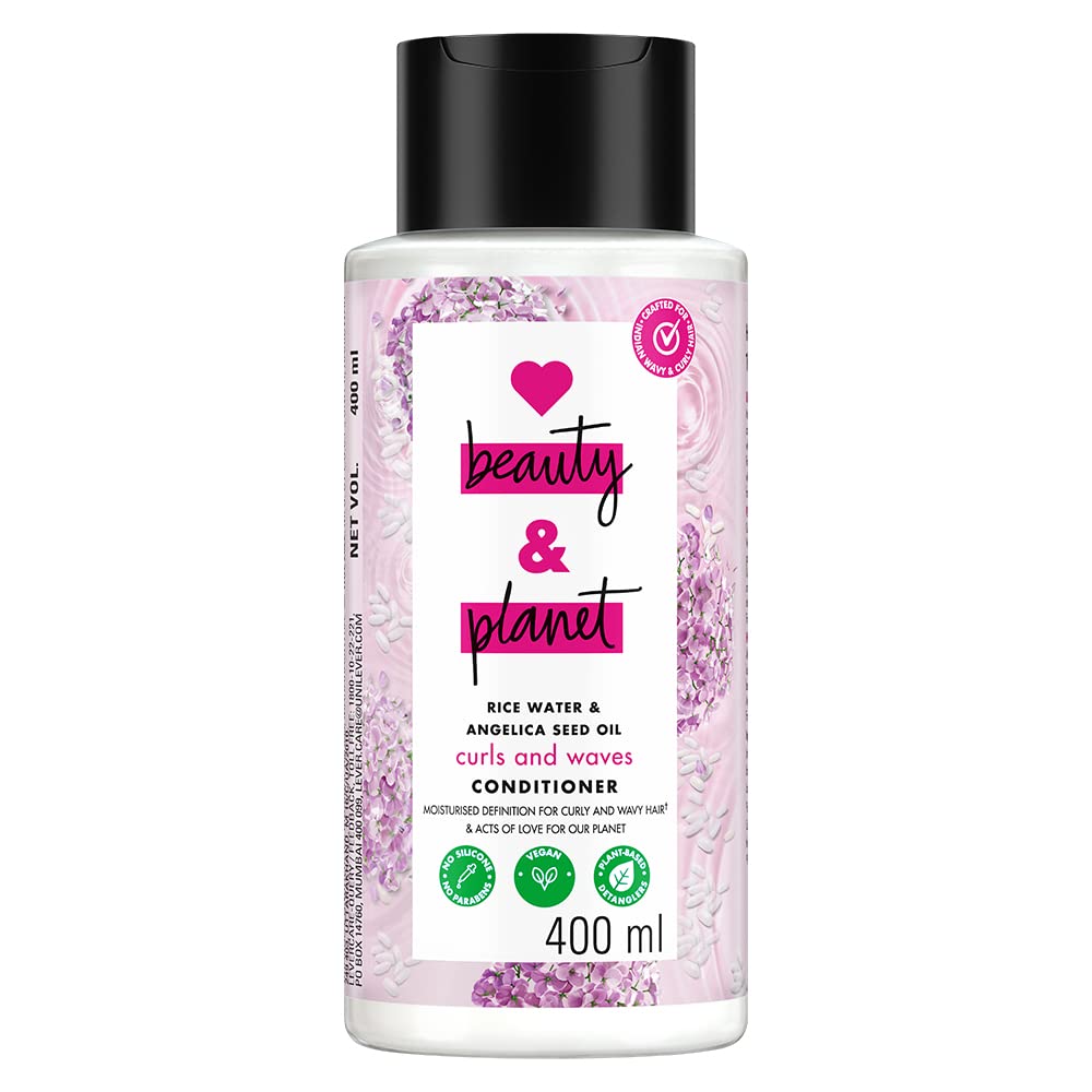 Love Beauty And Planet Rice Water & Angelica Seed Oil Silicone-Free Curl & Waves Conditioner|| No Parabens|| No Dyes|| Angelica Essential Oil|| 400ml