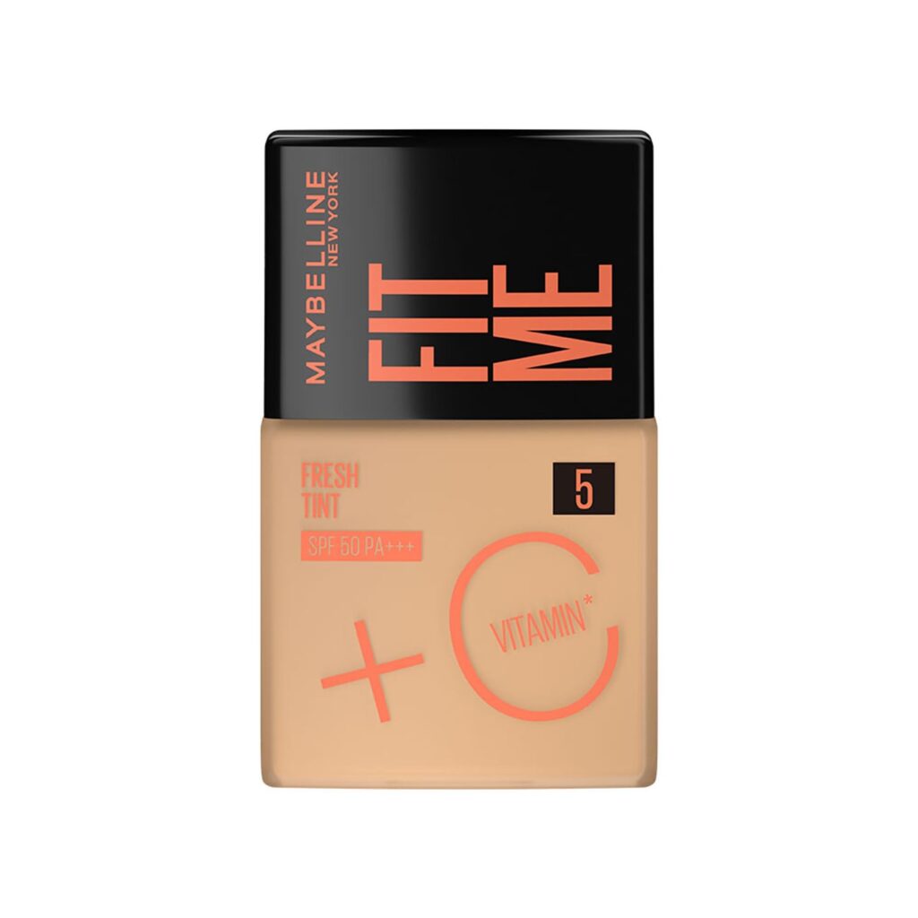 Maybelline New York Liquid Foundation, Lightweight Skin Tint With Spf 50 & Vitamin C, Natural Coverage, For Daily Use, Fit Me Fresh Tint, Shade 05, 30Ml