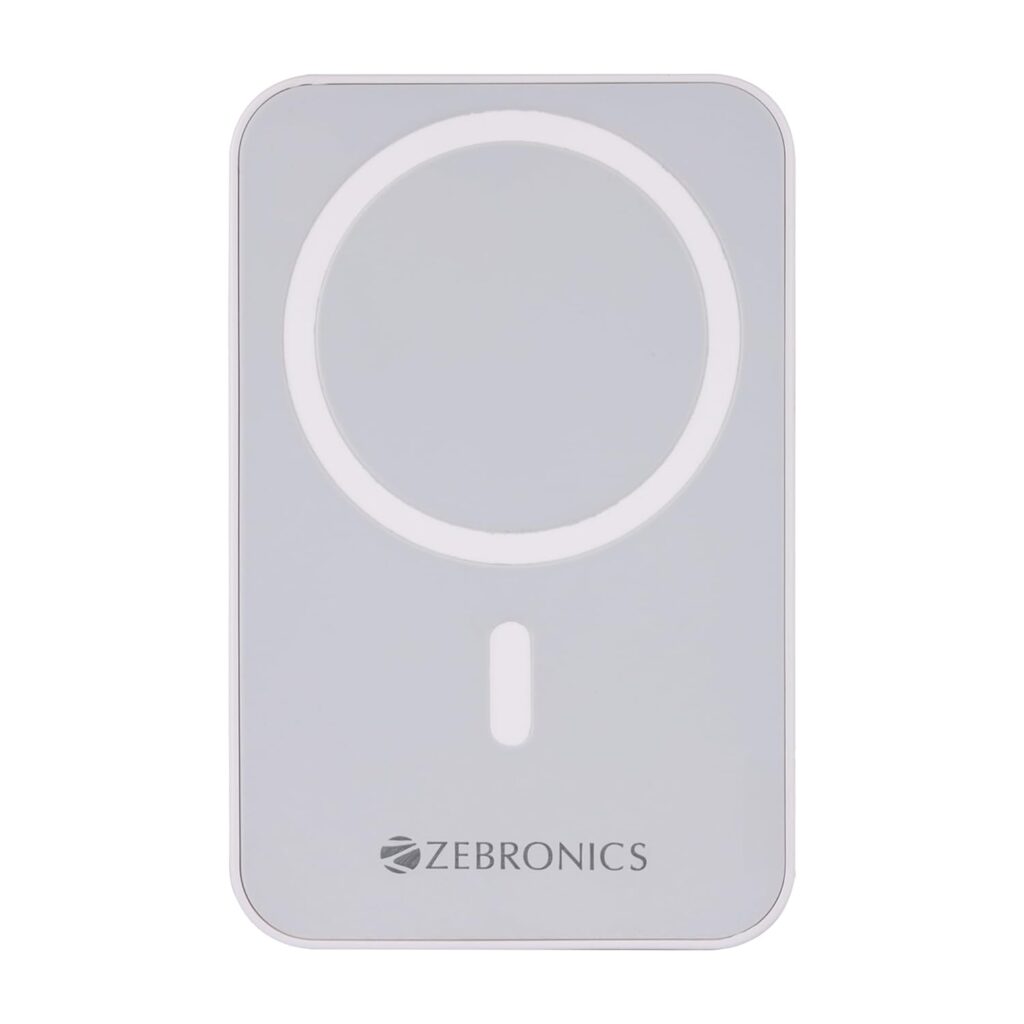 ZEBRONICS MW63 Wireless Power Bank, 10000 mAh, Rapid Charge, Magsafe, Outputs - 20W Wired | 15W Wireless, Type C PD, Built in Protections, LED Indicator, Compatible with iPhone, Made in India