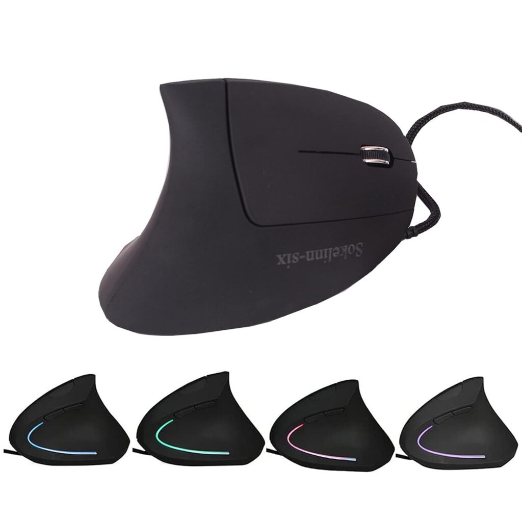 Sokelinn-six Wired Vertical Mouse,800/1200/2000/3200 Adjustable DPI High Sensitivity Ergonomic USB Mouse for Computers and Laptops