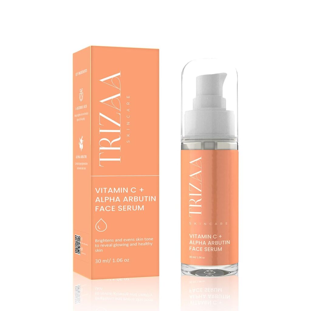 Trizaa Vitamin C + Alpha Arbutin Face Serum | Brightening & Anti-Aging Serum for Glowing Skin | Reduces Dark Spots, Pigmentation & Uneven Skin Tone | For Men and Women | 30ml