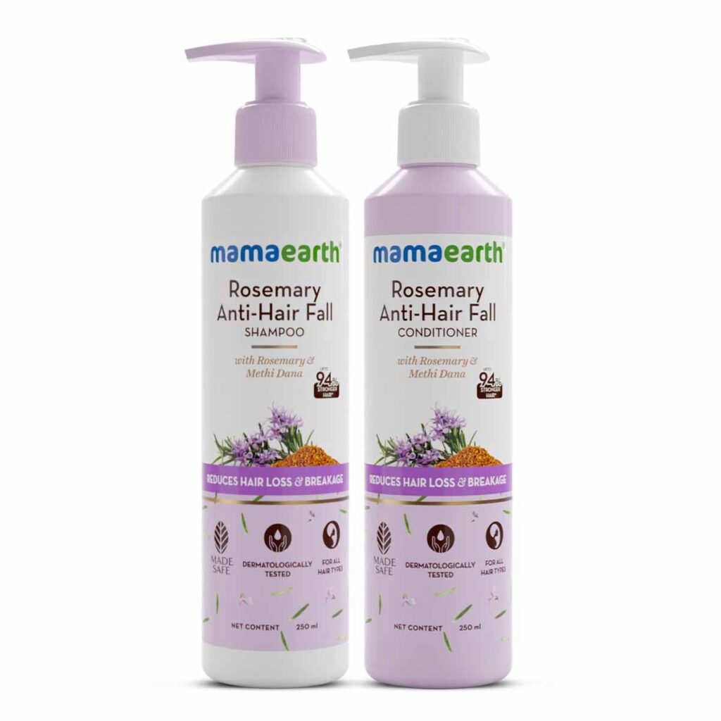 Mamaearth Rosemary Anti-Hair Fall Combo | Shampoo + Conditioner | 250 ml + 250 ml