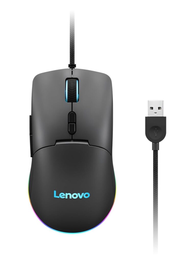 Lenovo M210 RGB Gaming Wired USB Mouse, Ambidextrous, 7-Buttons, 8000 DPI with 4 Levels DPI Switch, 3-Zone RGB Backlight, 3Year Warranty, (GY51M74265)