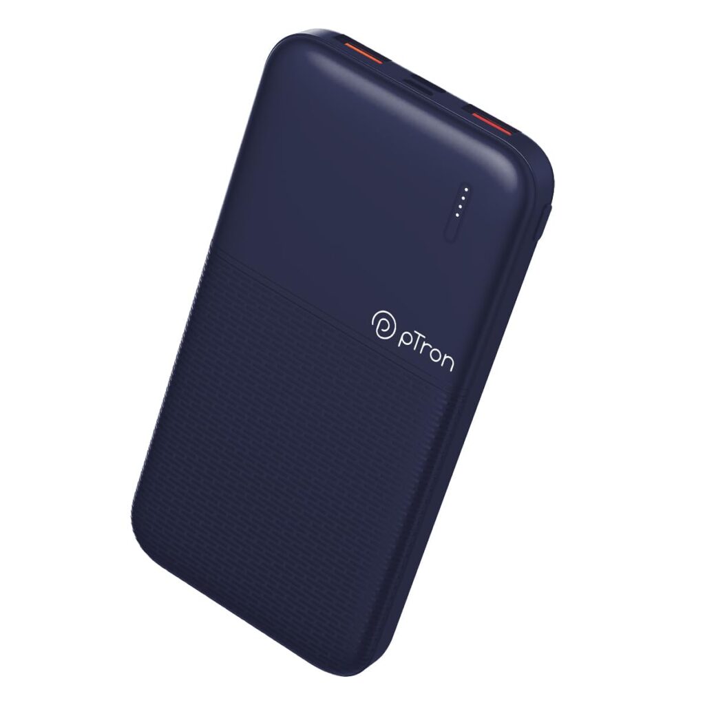 pTron Dynamo 10000mAh 22.5W Power Bank Supports VOOC/Wrap/Dash USB Charging, 20W PD Fast Charging, 3 Output, 2 Input Ports Type-C/PD & Micro USB & Multiple Layers of Protection (Blue)