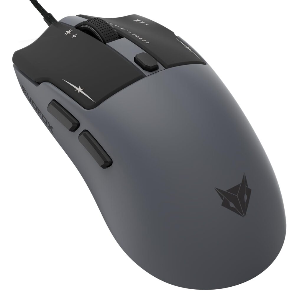 EvoFox Performance Series Ghost Air Ultra Lightweight(54g) Gaming Mouse | Pixart Sensor, Upto 1000Hz Polling Rate & 12400 DPI | Honeycomb RGB Lighting | Fully Programmable with Windows Software & On-board memory | Grey