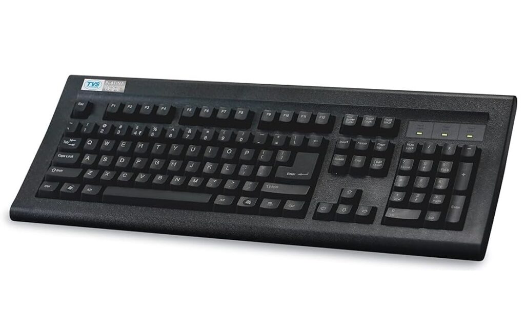 TVS ELECTRONICS Platina Wireless Mechanical Keyboard | Adjustable Tilt Legs| Laser-Etched Key Caps| LED Indicators| 50M Keystroke Life| 10M Range| Auto Sleep Mode| Rupee Symbol|1-Year Warranty | Black