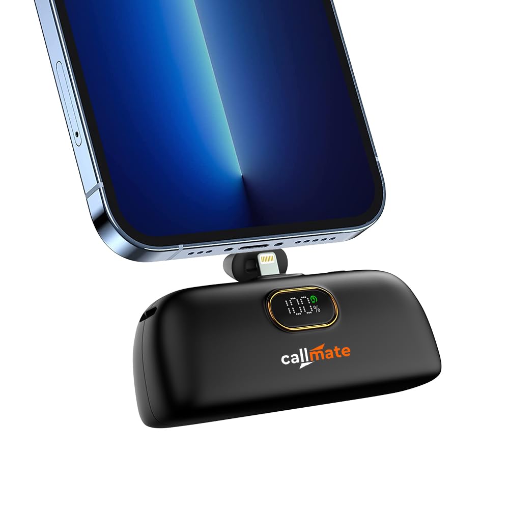 CALLMATE Powernugget 5000mAh Fast Charging Power Bank (20W Light-ning & 23W Type C PD Output), Compatible with All iPhones, iPads, Airpods (Light-ning, Li-Ion, Black)