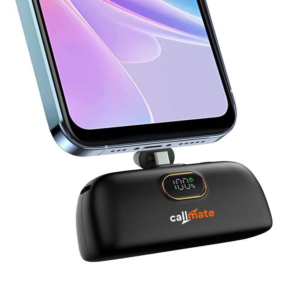 CALLMATE Powernugget 5000mAh 23W Fast Charging Type C Power Bank with 23W Type C PD Input & Output, Compatible with Samsung Type C Phones, Tablets (Type-C, Li-Ion, Black)
