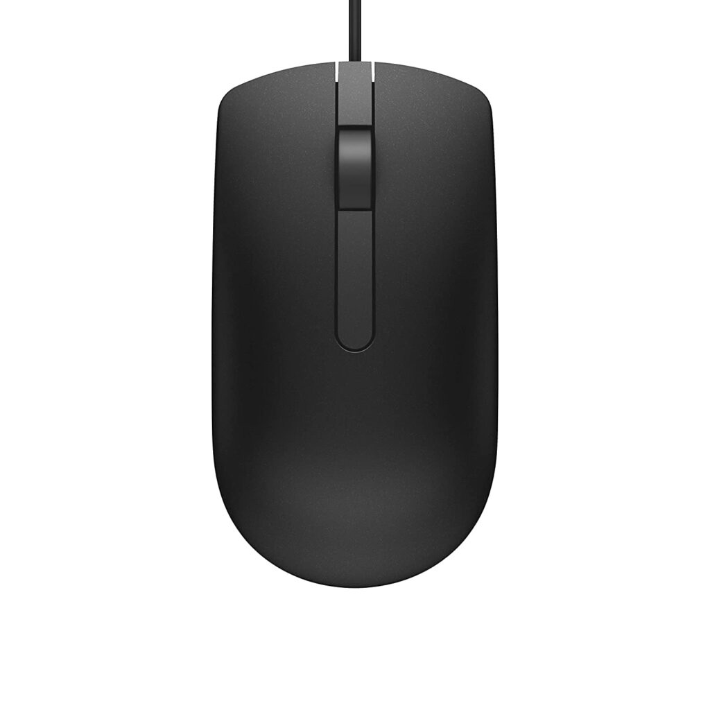 Dell MS116 Wired Optical Mouse - High Precision 1000DPI Sensor, USB Connectivity, Ergonomic Ambidextrous Design, Smooth Scrolling, Ideal for Office & Home Use - Black