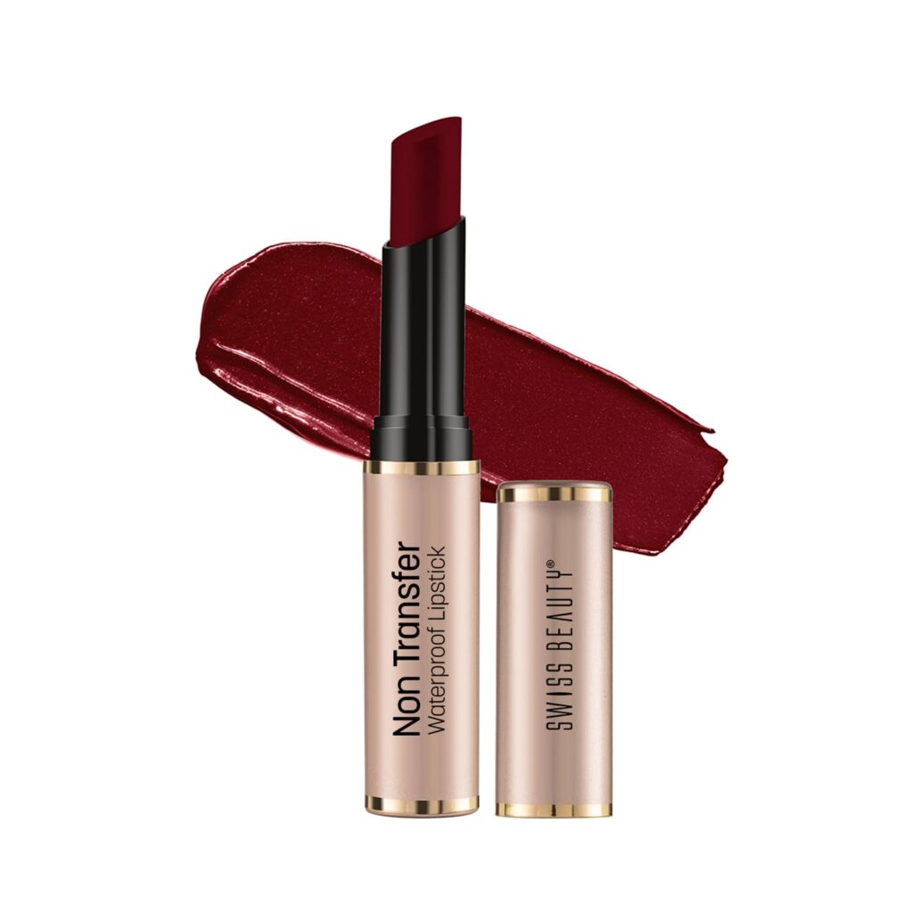 Swiss Beauty Non-Transfer Waterproof Lipstick with Jojoba Seed Oil | Matte Finish | Long-Lasting | Highly Pigmented | Shade- Wine Red, 3gm