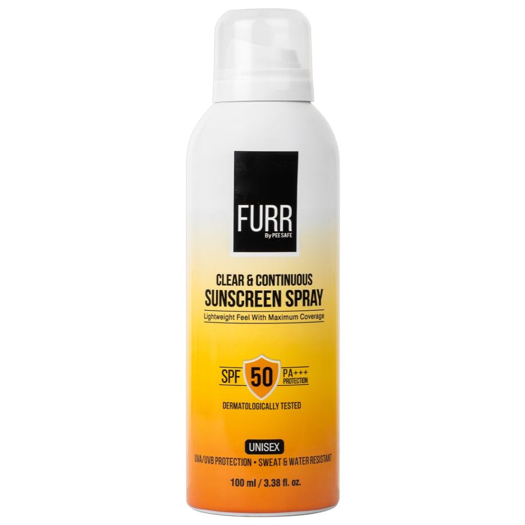 Furr Sunscreen Body Spray SPF 50 PA+++ UVA & UVB | Waterproof | All Skin Types | Quick Drying Technology | Perfect for Sensitive Skin | Lightweight | No Whitecast | Broad Spectrum | Sweatproof | 100ml