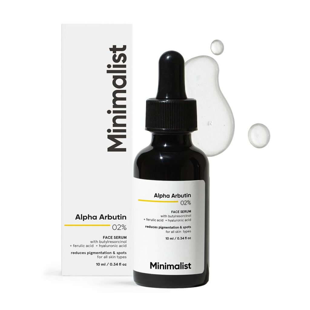 Minimalist Dark Spots Removal Serum with 2% Alpha Arbutin for Hyperpigmentation | Suitable for All Skin Type | Face Serum for Blemishes, Acne Marks & Tanning with Hyaluronic Acid & Butylresorcinol | Fragrance-Free & Non-Comedogenic | For Women & Men | 30 ml
