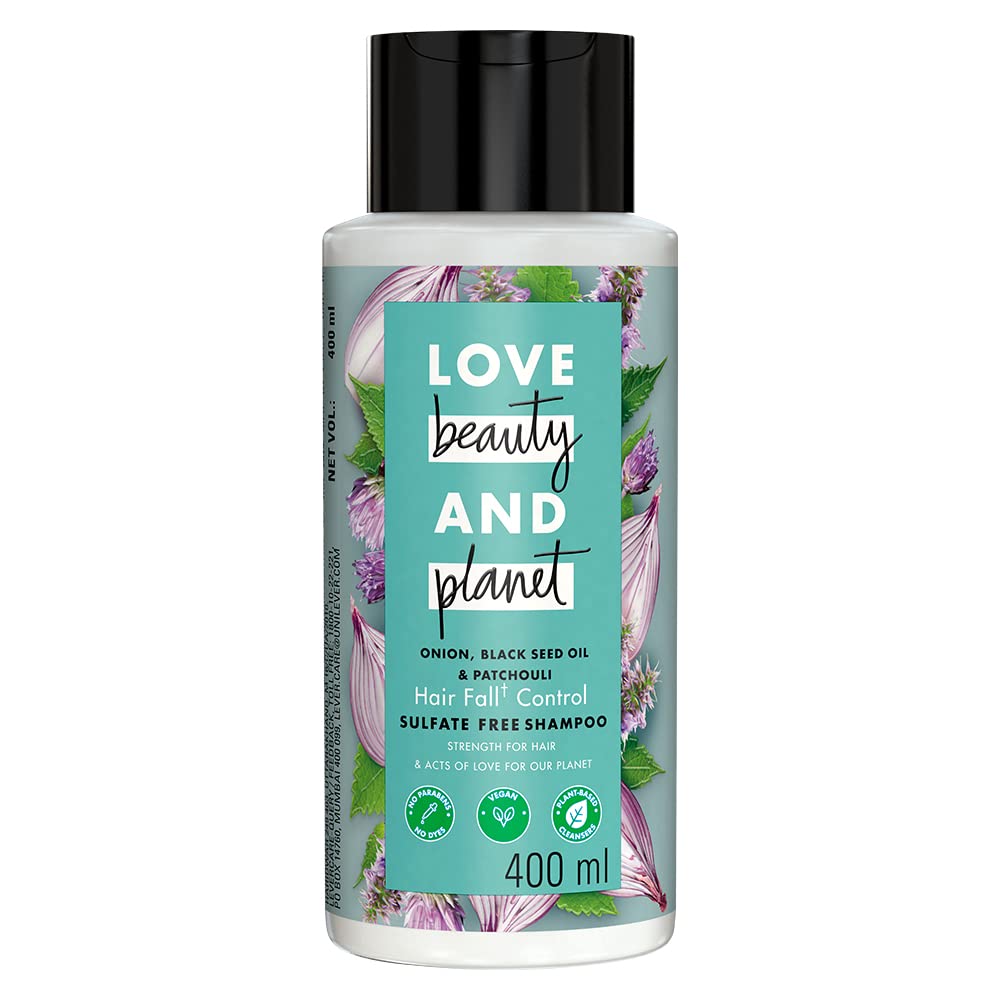 Love Beauty And Planet Onion Oil|| Blackseed & Patchouli Sulfate Free Hairfall Control Shampoo|| No Parabens|| No Dyes|| 400 ml