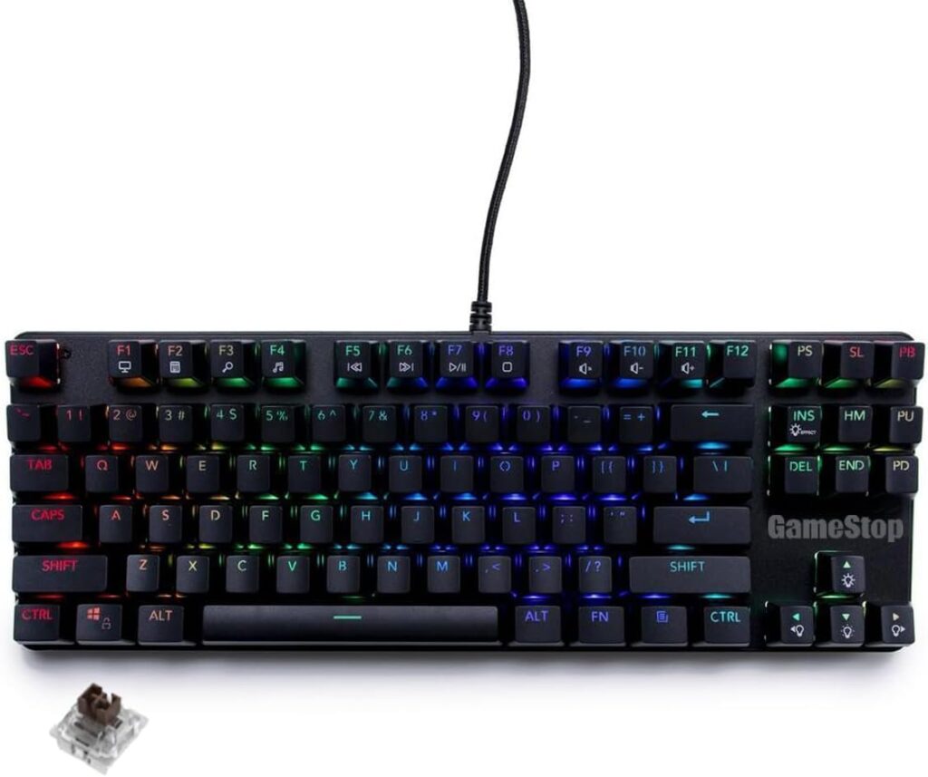 GameStop GS200 RGB Gaming Mechanical Keyboard - Outemu Brown Switches - 1000Hz Polling Rate - FPS Sniper (Black) (Black)