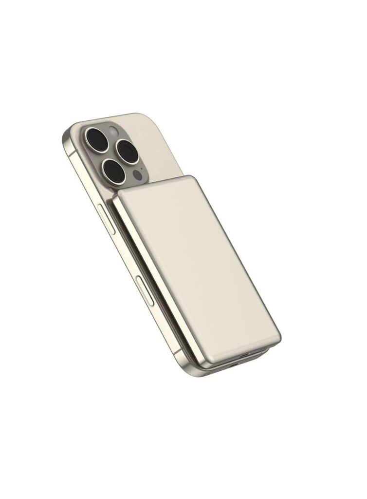 PHONOKART Slim MAGSAFE 5000 mAh Power Bank (15W Mag Safe & 20W PD Type-C Fast Charging) PKSLIMPB-DTITAN (Desert Titanium)