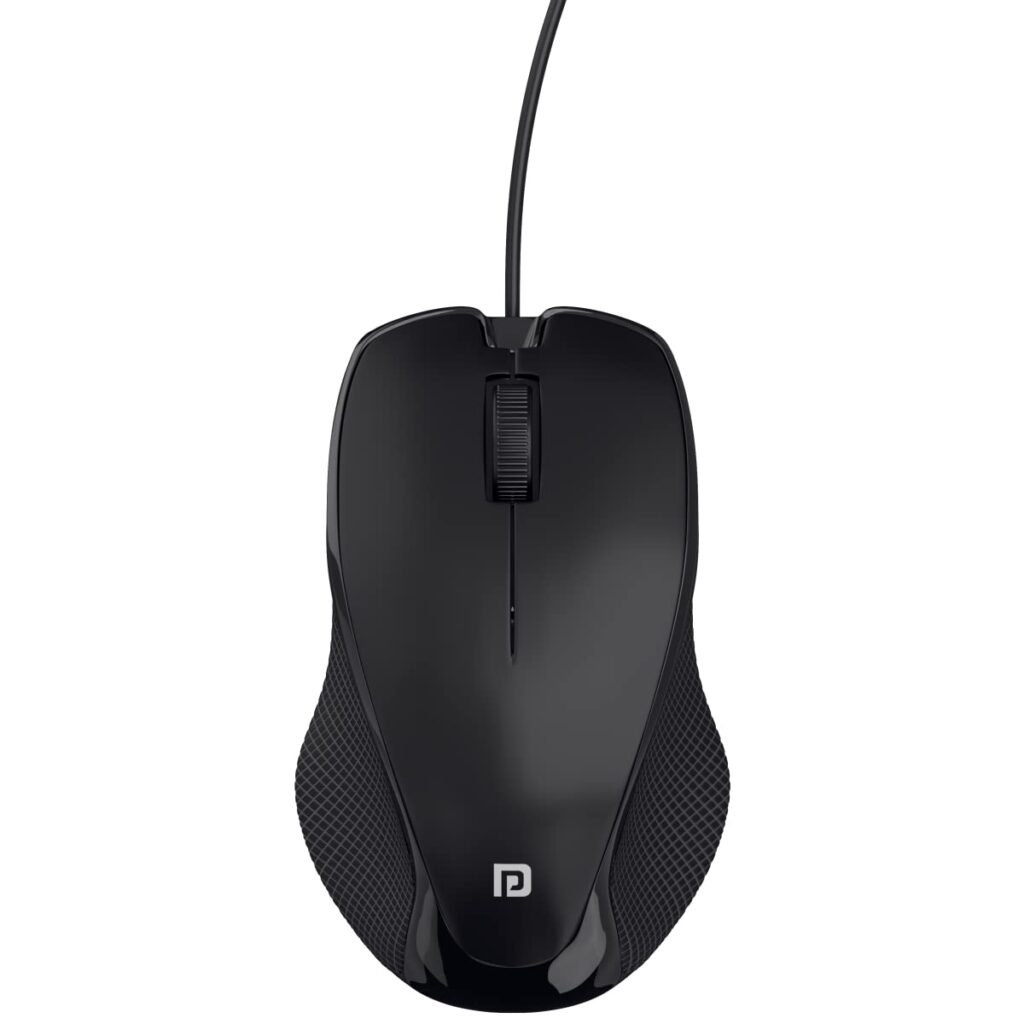 Portronics Toad 101 Wired Optical Mouse with 1200 DPI, Plug & Play, Hi-Optical Tracking, 1.25M Cable Length, 30Lakhs Click Life(Black)