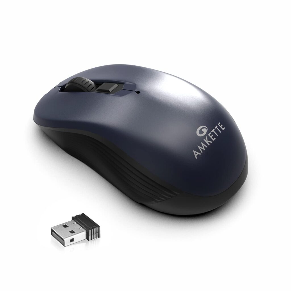 Amkette Hush Pro Pixel Wireless Mouse with Adjustable DPI, Noiseless Clicks and USB Receiver (800-1200 -1600 DPI) (Blue)