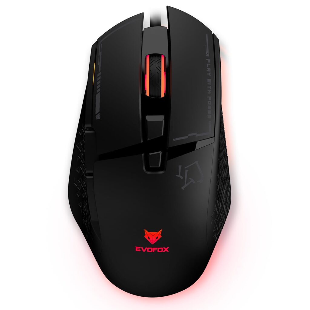 EvoFox Phantom 2 Programmable Gaming Mouse, 8 Programmable Buttons | High Performance 1000Hz Polling Rate | Ultra-Responsive 7000 FPS | 12800 DPI | RGB Lights with Music sync Mode, Windows Software