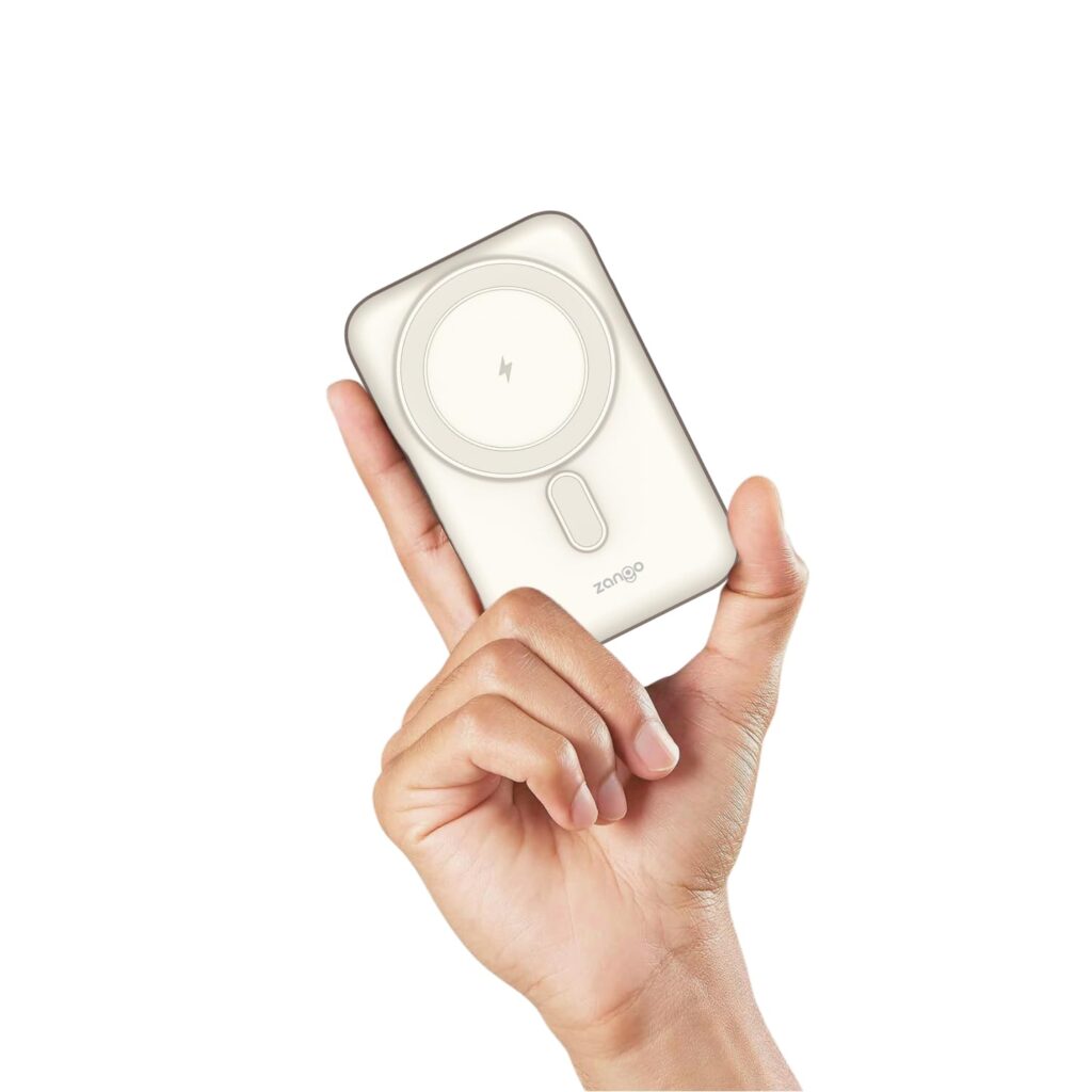 Zango 10000mAh Magnetic Wireless Power Bank | 15W Wireless & 22.5W PD Fast Charging | Built-in Metal Stand | USB Type C Input/Output | Compatible with iPhone & Other Wireless Smartphones(Cream White)