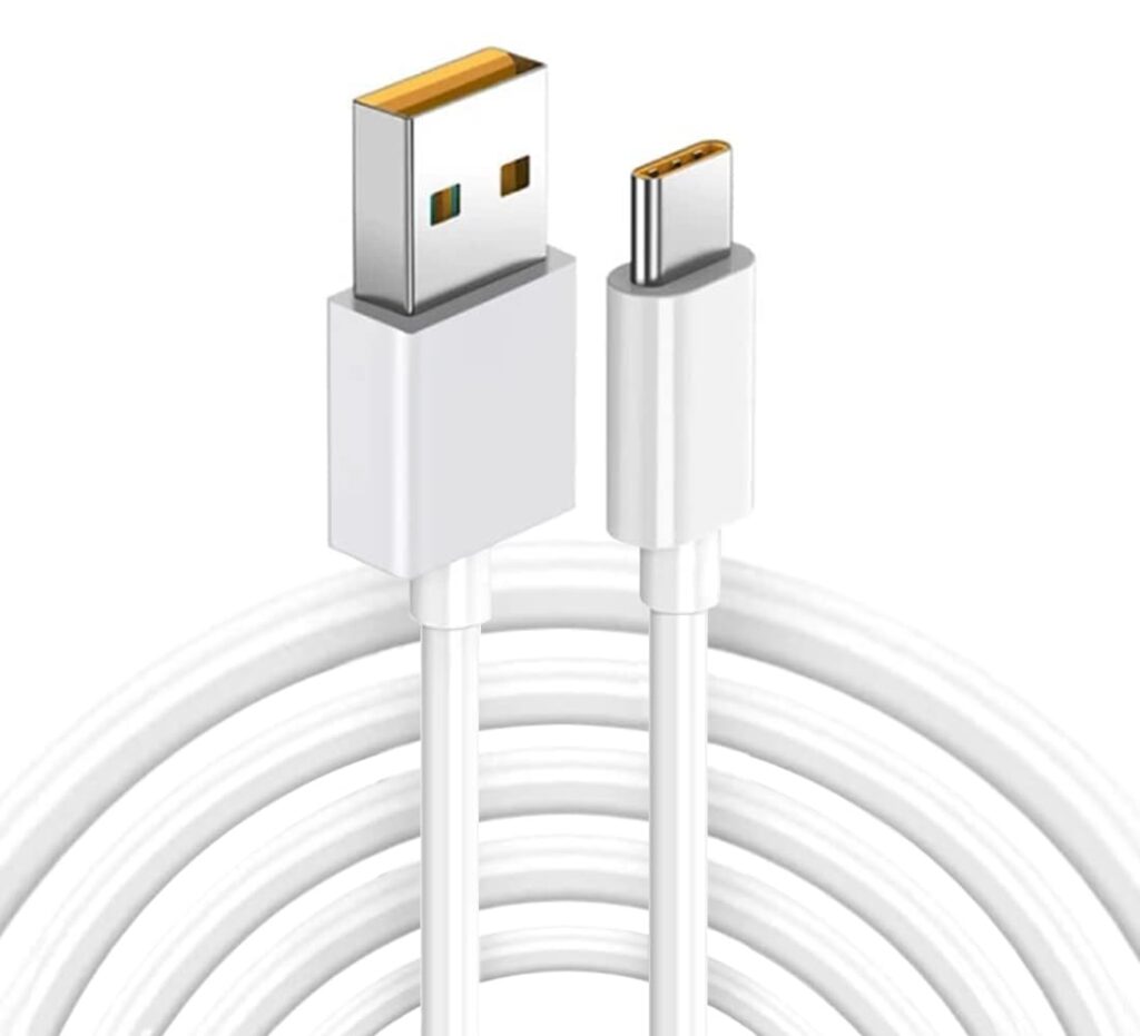 Sounce Realme 65W Super Vooc Charge, Data Sync Type-C Fast Charging Cable Compatible For Realme Xt, Realme Xt 730G, Realme X2, Realme 6 Pro, Realme Narzo 20A, Realme 7, Realme 7 Pro - 2M, White