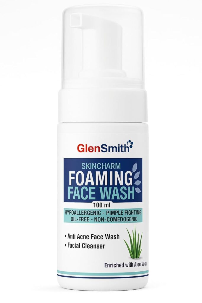 SkinCharm Foaming Face Wash – 100ml | Anti-Acne & Oil-Free Cleanser with Aloe Vera | Gentle, Hypoallergenic Daily Face Wash for Acne-Prone Skin – For Men & Women