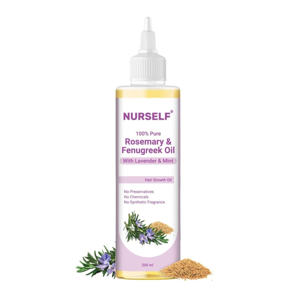 Nurself 100% Pure Rosemary & Fenugreek Oil for Hair Growth, Hairfall Control & Dandruff - for Dry & Frizzy Hair, Natural Rosemary Oil for Healthy Hair, Unisex, 200 ml