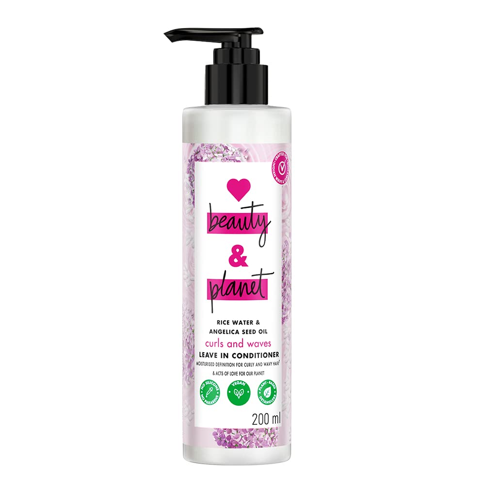 Love Beauty And Planet Rice Water & Angelica Seed Oil Silicone-Free Curl & Waves Leave-In|| No Parabens|| No Dyes|| Angelica Essential Oil|| 200ml