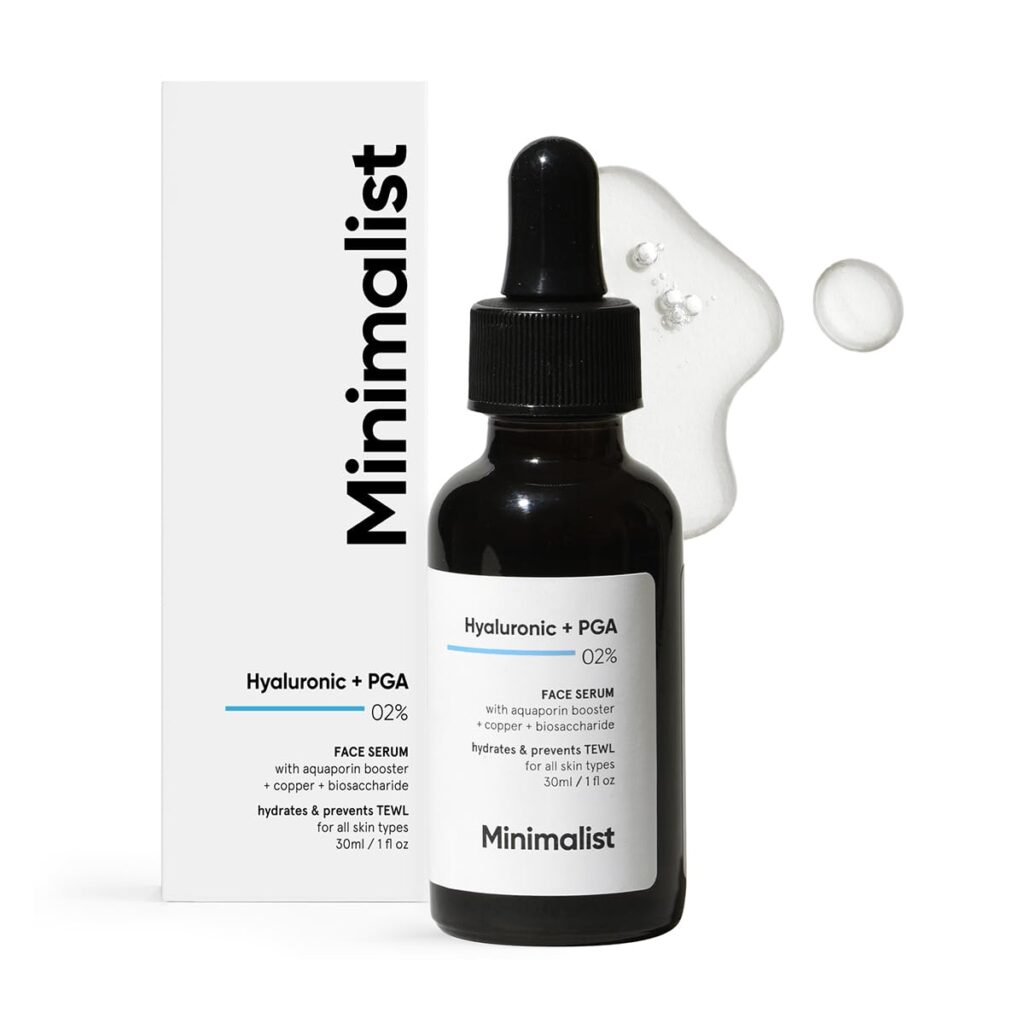 Minimalist 2% Hyaluronic Acid + PGA Serum for Intense Hydration, Glowing Skin & Fine Lines | Daily Hydrating Face Serum For Women & Men with Dry, Normal & Oily Skin | 30 ml