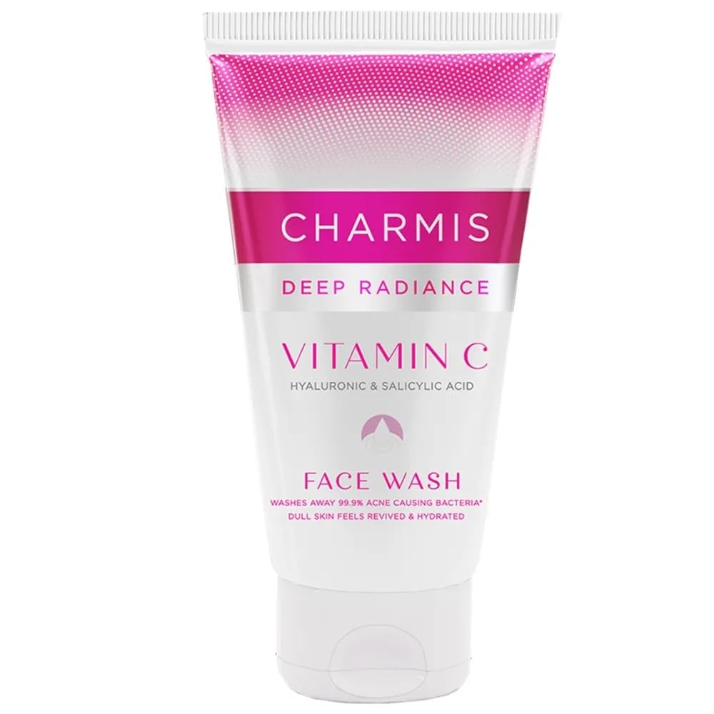 Charmis Deep Radiance Vitamin C Face Wash for Dry Skin, 150ml, Cleanser for Face with Hyaluronic Acid & Salicylic Acid