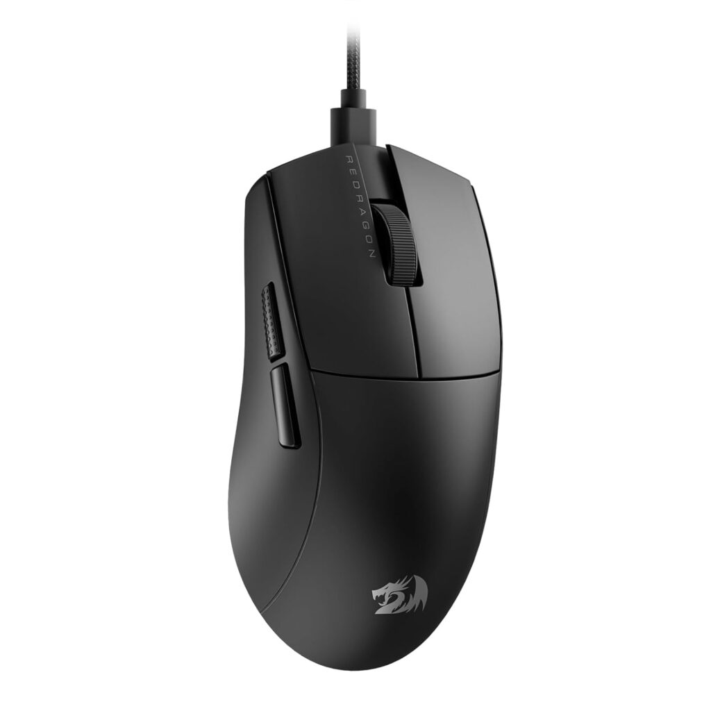 Redragon M724 Wired Gaming Mouse, 42G Ultra-Light 12,400 Max DPI Optical Gaming Mouse with 5 Programmable Buttons, Ergonomic Natural Grip Build, Software Supports DIY Keybinds & DPI, Black