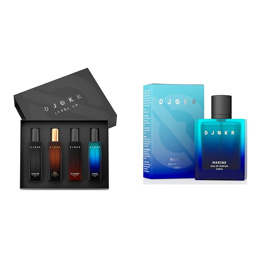 Djokr Perfume Gift Set for Men Pack of 4x20 ML and Djokr Marine Perfume For Men 100 ml