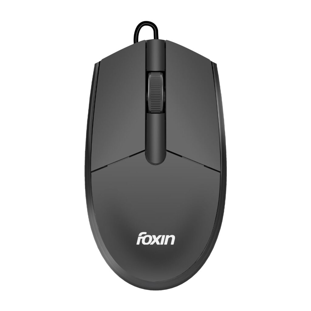 Foxin Glide Wired Mouse | 1200 DPI Optical Sensor | Plug & Play USB | Ergonomic Lightweight (77.5g) | 1.2M Cable | 3 Buttons | Silent & Durable | Wired Mouse for Laptop, PC, Desktop & Gaming
