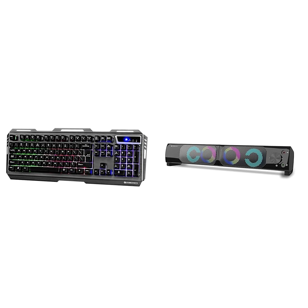 ZEBRONICS Transformer-k USB Gaming Keyboard with Multicolor LED Effect,Durable Al Body,Gold Plated U