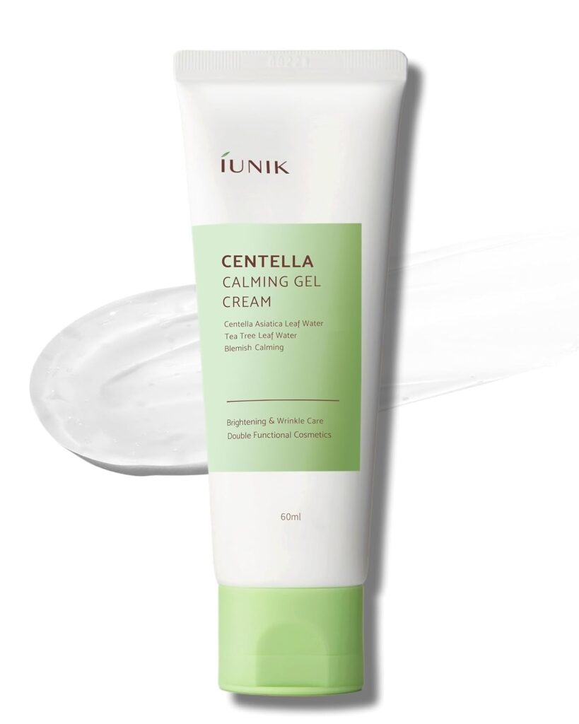 iUNIK Centella Calming Gel Cream Vegan Non-Sticky Face Moisturizer Acne-Prone Sensitive Oily Dry Skin Hydrating Plant-Based - Centella 70% Tea Tree Water 10% Rosacea Breakout Blemish Korean Skincare
