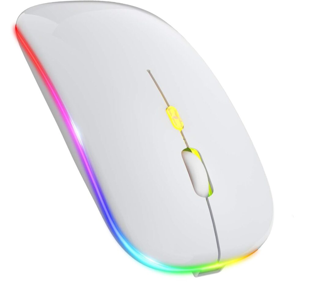 QIIVI 2.4G Wireless + Bluetooth Mouse, Portable Mobile Optical Office Mouse with USB & Type-c Receiver, 3 Adjustable DPI Levels for Notebook, PC, Laptop, Computer (White)