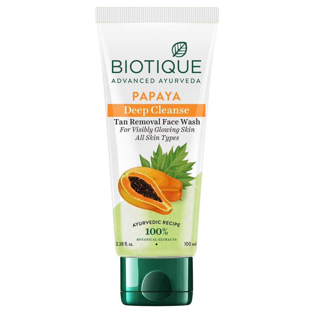 Biotique Papaya Deep Cleanse Face Wash | Gentle Exfoliation | Visibly Glowing Skin | 100% Botanical Extracts| Suitable for All Skin Types | 100ml