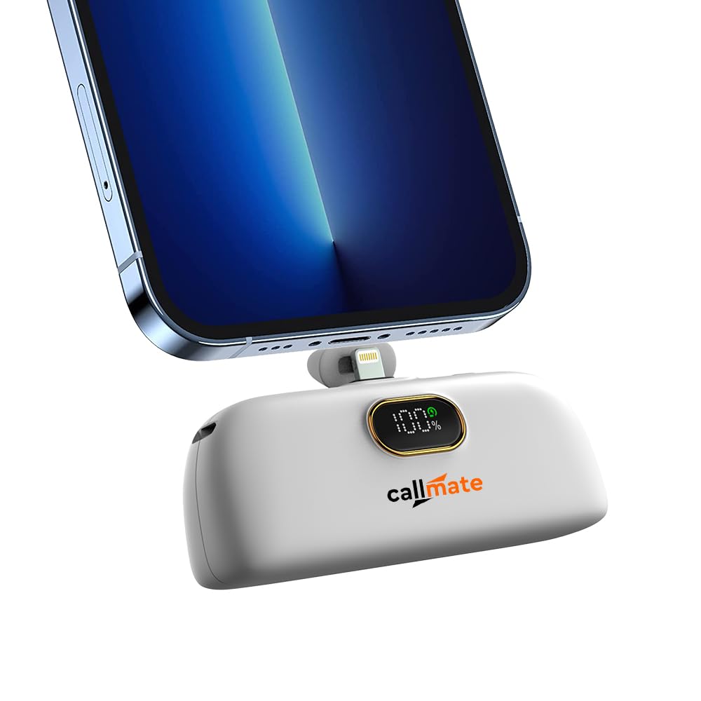 CALLMATE Powernugget 5000mAh Fast Charging Power Bank (20W Light-ning & 23W Type C PD Output), Compatible with All iPhones, iPads, Airpods (Light-ning, Li-ion, White)